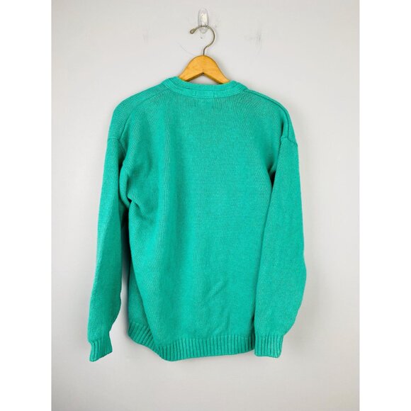 Vtg BD Baggies Linen Blend Teal Cardigan Sweater, Unisex Size Small, Oversized - Picture 2 of 8